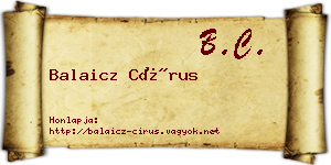 Balaicz Círus névjegykártya